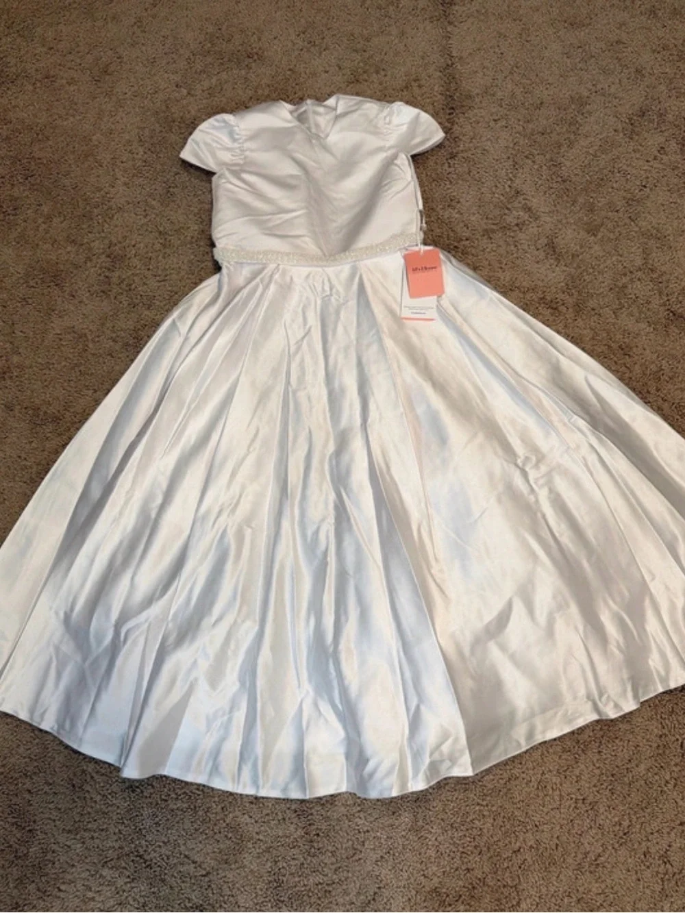 JJs House White Satin Girls' Formal Party Dress